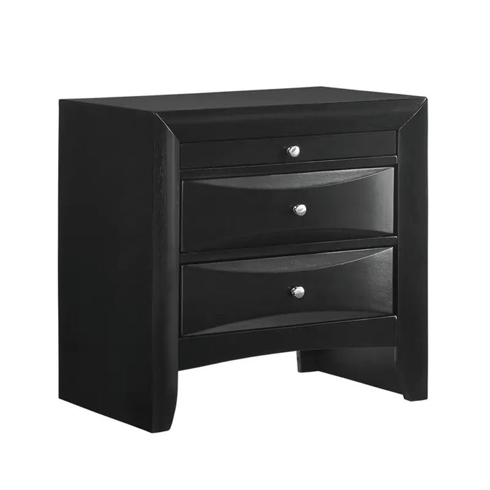 Elements International Emily 3 Drawer Nightstand in Black image