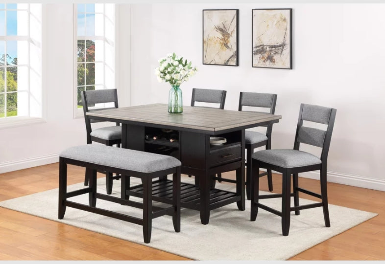 Crown Mark Furniture Frey Counter Height Chair in Dark Brown (Set of 2)