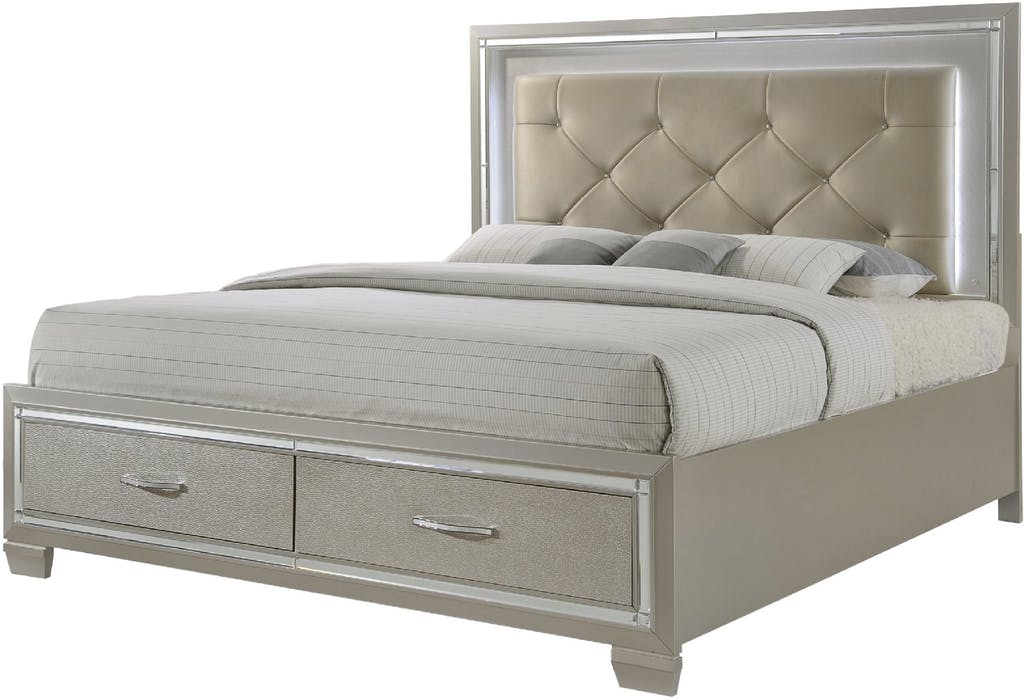 Elements International Platinum Queen Storage Bed in Golden Champagne image