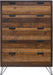 Elements International Cruz 5 Drawer Chest in Brown image