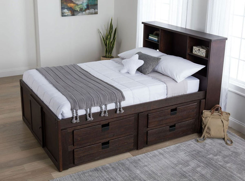 Elements International Vista Captain Bed Full Storage Bed in Brown