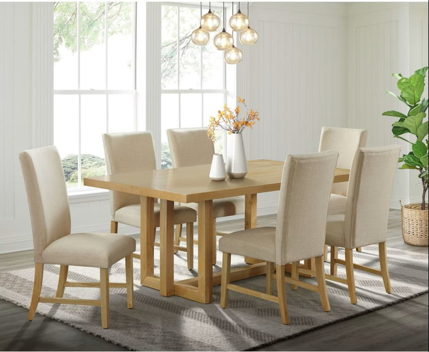 Elements International Morris Dining Table with Wood Top in Natural