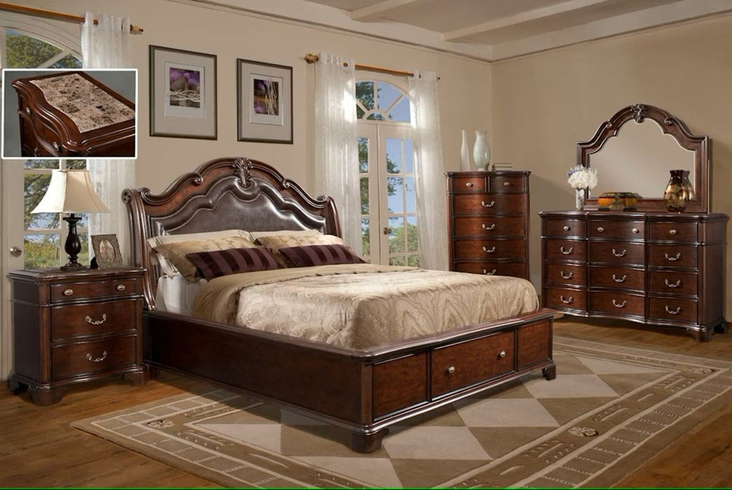 Elements International Tabasco Queen Storage Bed in NC Cherry Lacquer